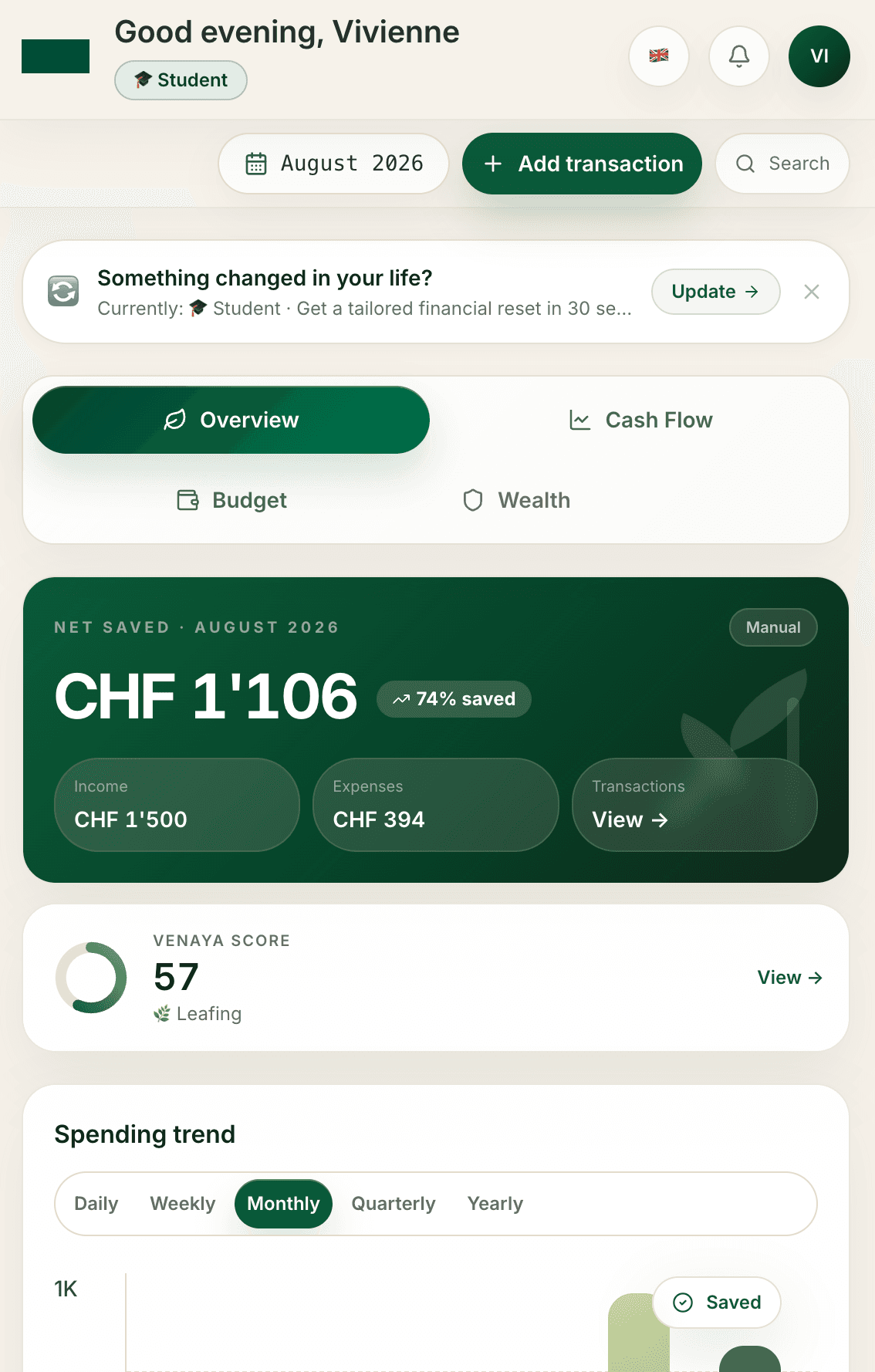 Venaya mobile app